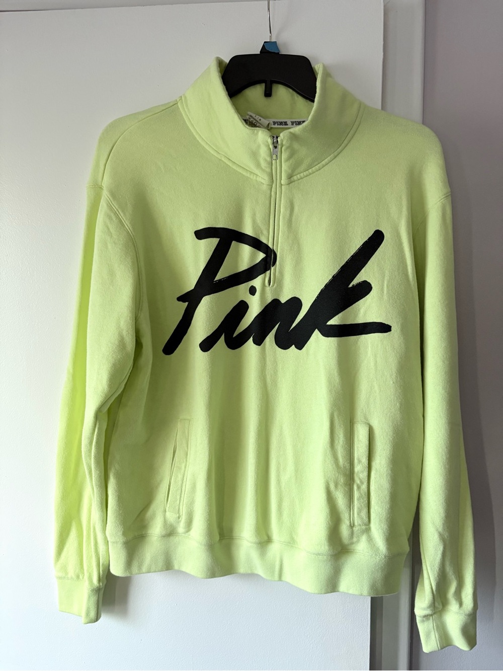 Victoria's Secret PINK Neon Yellow Half-Zip Pullover